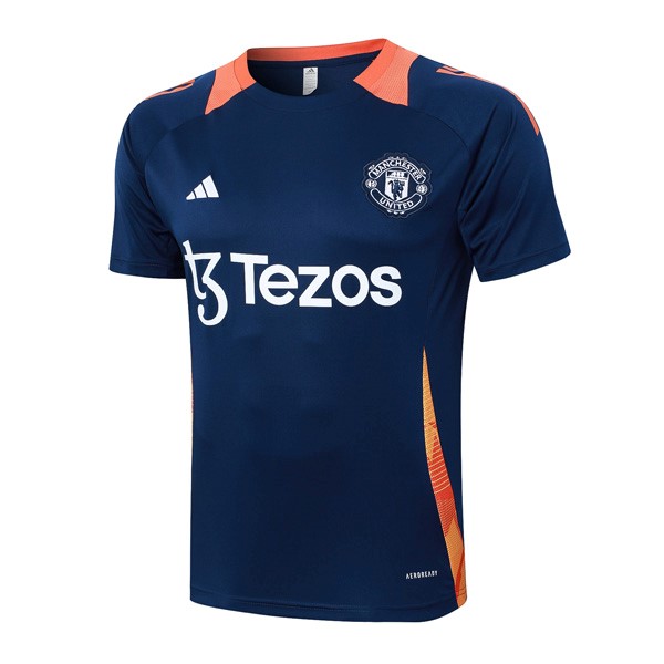 Camiseta Entrenamiento Manchester United 2024-25 Azul Naranja